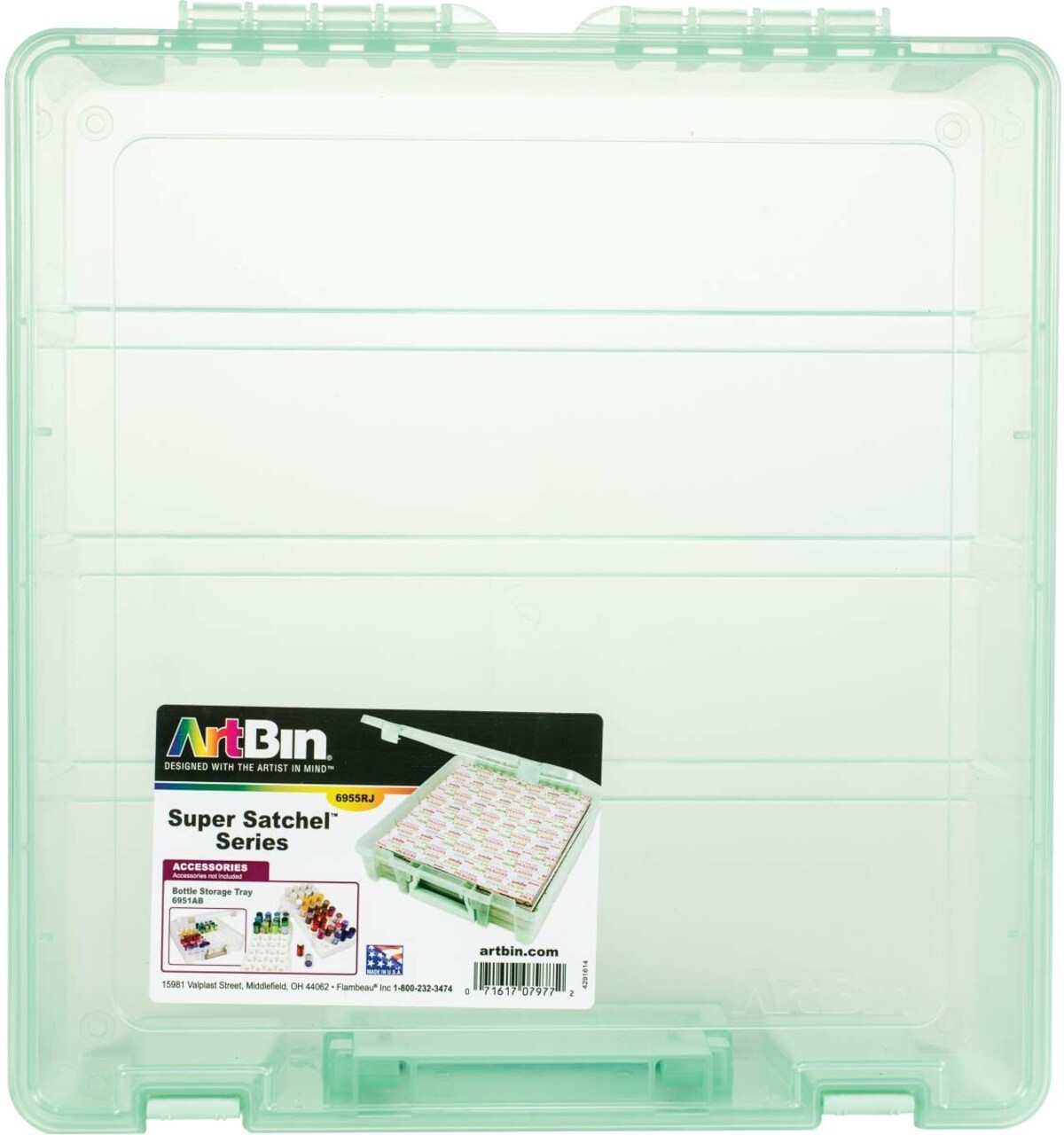 Super Satchel 1-Compartment Box, Art & Craft Organizer, 1-Pack, Translucent Mint